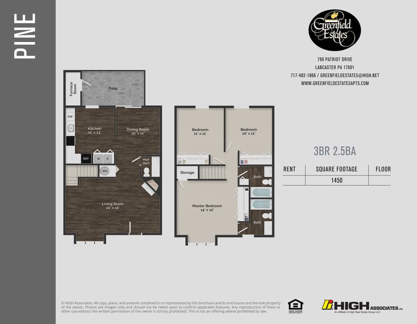 Pine Floor Plan - 3 Bed TH