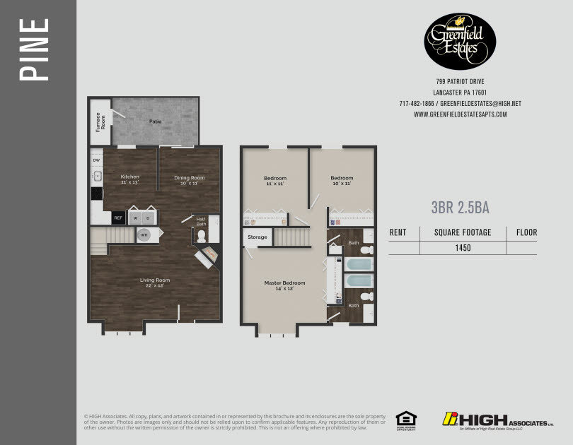 Pine Floor Plan - 3 Bed TH