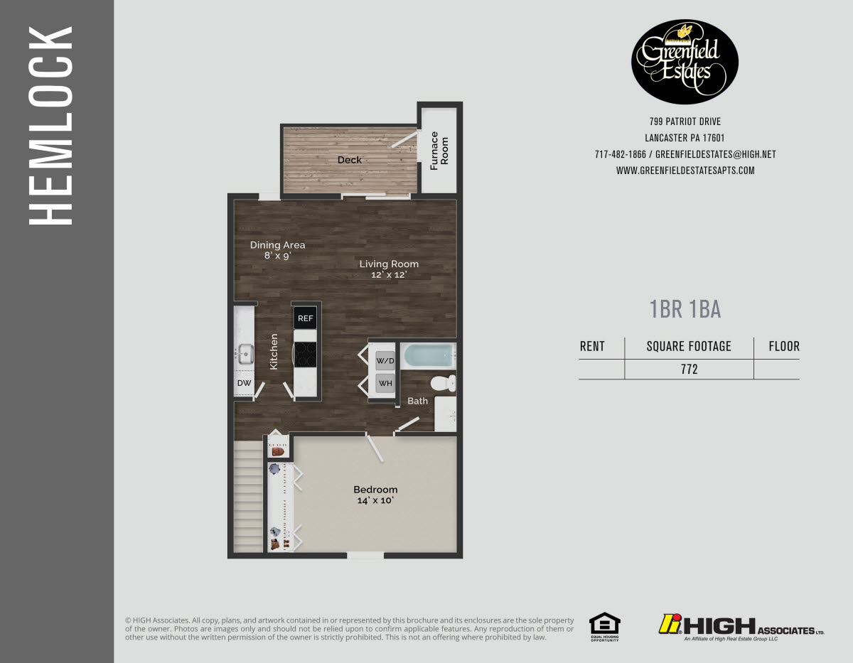 Hemlock Floor Plan - 1 Bed 2nd Flr