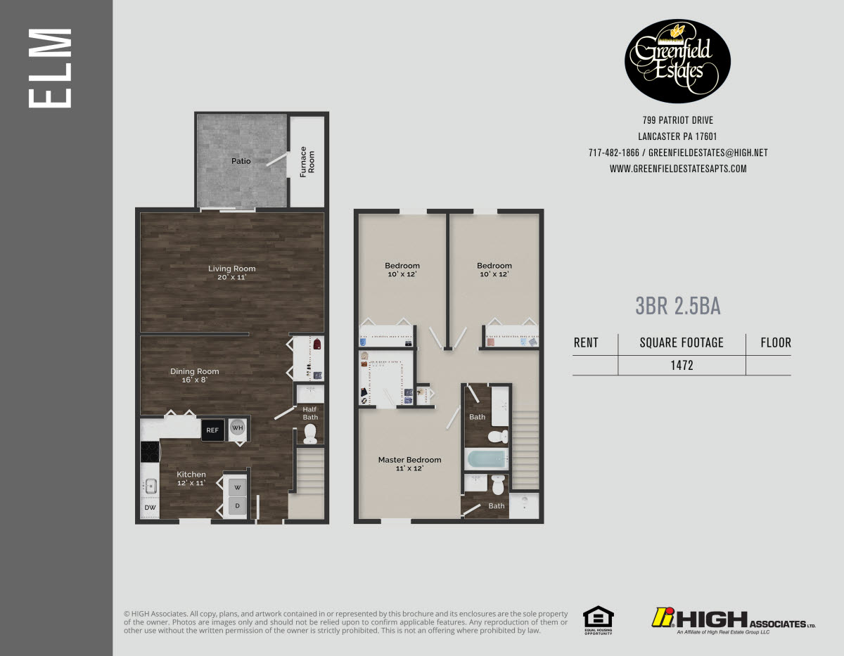 Elm Floor Plan - 3 Bed TH